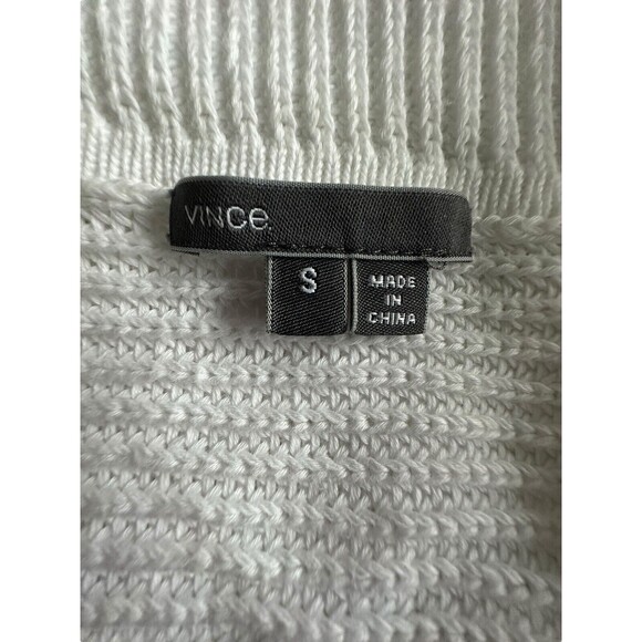 Vince Women's Size Small Weave Knit Shawl Collar Open Cardigan Sweater White M11 - Picture 3 of 11